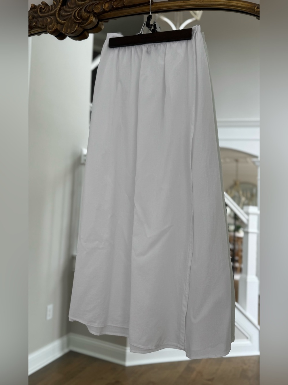 J.CREW Beach Cotton Midi Skirt in White, Size Medium